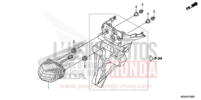 TAILLIGHT for VFR1200X Dual Clutch DEGITAL SILVER METALLIC (NHA30) from 2016